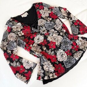 y2k red floral‎ top